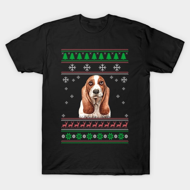 Basset Hound Ugly Christmas Sweater Funny Dog Lover Owner Gifts T-Shirt by nzbworld